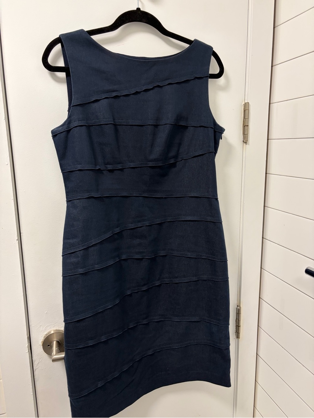 Suzi Chin Navy Tiered Sheath Dress